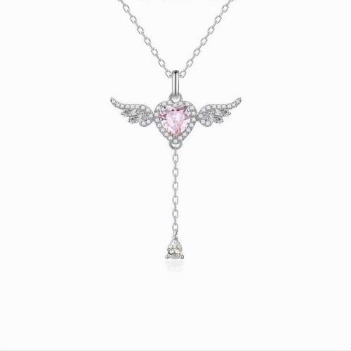 Zinc Alloy Jewelry Necklace with Titanium Steel with 5cm extender chain plated fashion jewelry & for woman & with rhinestone Length Approx 40 cm Sold By PC
