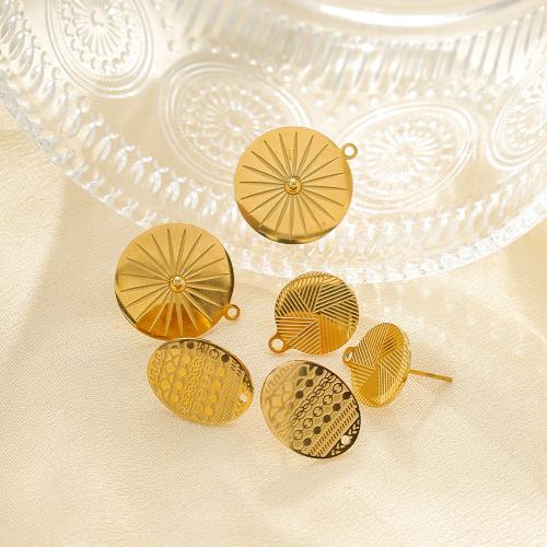 Roestvrij staal Earring bericht, 304 roestvrij staal, Ronde, plated, DIY, gouden, 10pC's/Bag, Verkocht door Bag