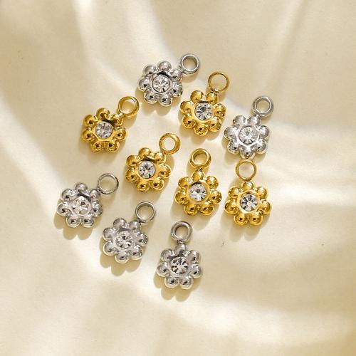 RVS Bloem Hanger, 304 roestvrij staal, plated, DIY & micro pave zirconia, meer kleuren voor de keuze, 10pC's/Bag, Verkocht door Bag