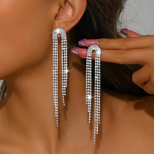 laiton boucle d'oreille en gland, Placage de couleur argentée, pavé de micro zircon & pour femme, Vendu par paire