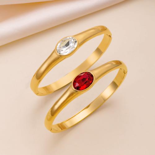 Bracelet en acier inoxydable, Acier inoxydable 304, Plaqué or 18K, bijoux de mode & pavé de micro zircon & pour femme, plus de couleurs à choisir, Vendu par PC
