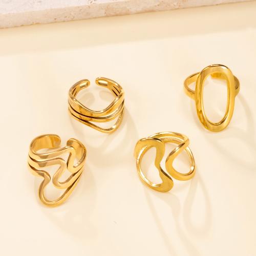 Stainless Steel Finger Ring 304 Stainless Steel 18K gold plated & for woman & hollow Sold By PC