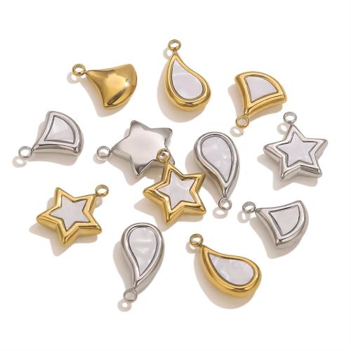 Pendants Jewelry Cruach dhosmálta, 304 Cruach dhosmálta, le Bán Shell, plátáilte, DIY & stíleanna éagsúla do rogha, dathanna níos mó le haghaidh rogha, 5ríomhairí pearsanta/Mála, Díolta De réir Mála