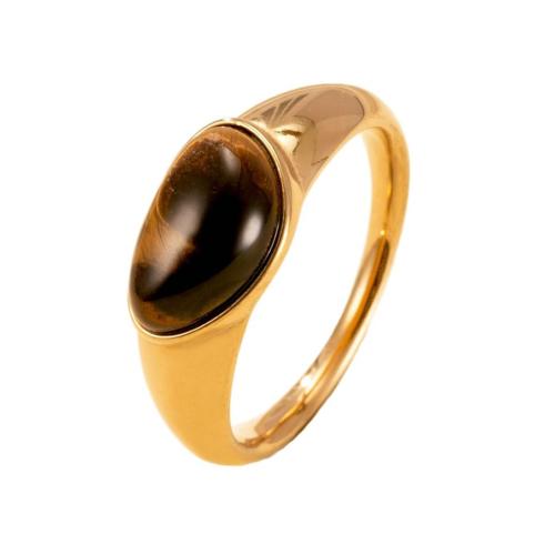 Anillo de dedo de acero inoxidable, acero inoxidable 304, con Piedra natural, 18K chapado en oro, Joyería & diferentes materiales para la opción & unisexo, tamaño:9, Vendido por UD