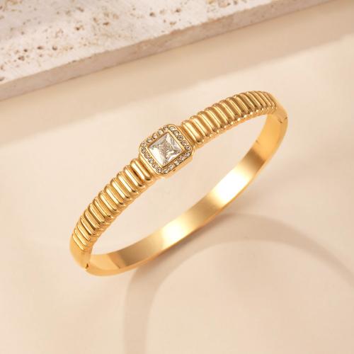 Bracelet en acier inoxydable, Acier inoxydable 304, Plaqué or 18K, styles différents pour le choix & pour femme & avec strass, Vendu par PC