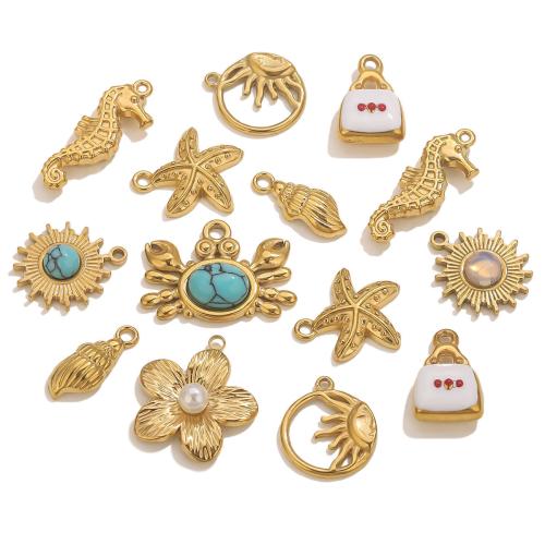 Pendants Jewelry Cruach dhosmálta, 304 Cruach dhosmálta, le turquoise, 18K ór plátáilte, DIY & stíleanna éagsúla do rogha, Díolta De réir PC