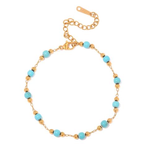 Jewelry Cruach dhosmálta Bracelet, 304 Cruach dhosmálta, le turquoise, dath an óir plated, jewelry faisin & do bhean, Díolta De réir PC
