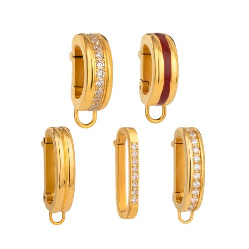 Stainless Steel Jewelry Clasp 304 Stainless Steel plated DIY & with rhinestone golden Sold By PC