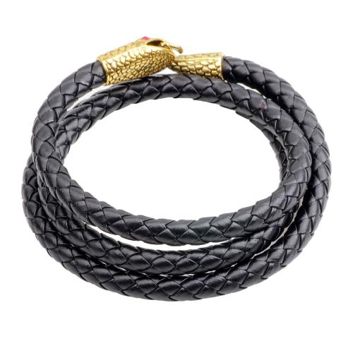 PU Cord Armbånd, Zinc Alloy, med PU, forgyldt, tre lag & mode smykker & for mennesket, flere farver til valg, Solgt af PC