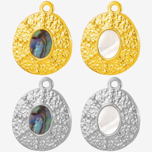 304 roestvrij staal Hanger, met White Shell & Abalone Schelp, Ronde, plated, DIY, meer kleuren voor de keuze, Verkocht door PC