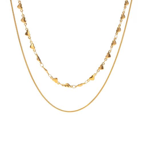 Collier de mode Multi couche, Acier inoxydable 304, Placage, Double couche & bijoux de mode & pour femme, plus de couleurs à choisir, Vendu par PC