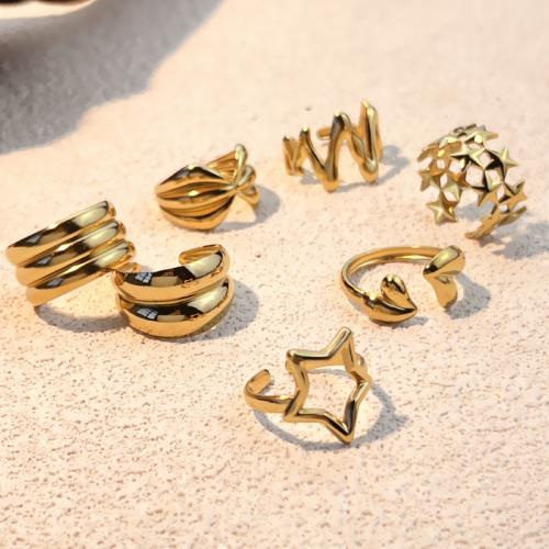 Rozsdamentes acél Finger Ring, 304 rozsdamentes acél, 18K aranyozott, divat ékszerek & különböző stílusokat a választás & a nő, Által értékesített PC