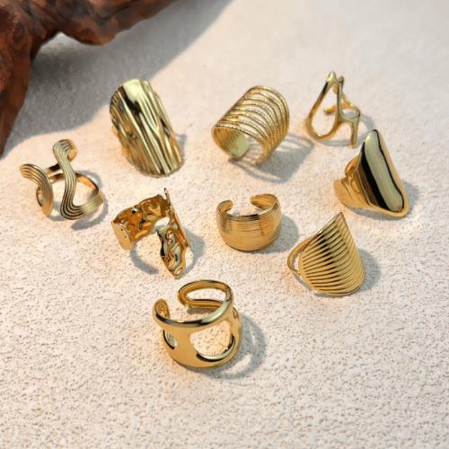 Rozsdamentes acél Finger Ring, 304 rozsdamentes acél, galvanizált, divat ékszerek & különböző stílusokat a választás & a nő, aranysárga, Által értékesített PC