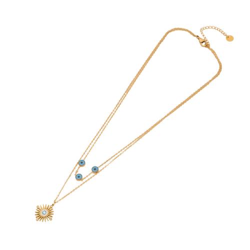 Rhinestone Stainless Steel Jewelry Set 304 Stainless Steel plated & for woman & enamel & with rhinestone golden Sold By PC