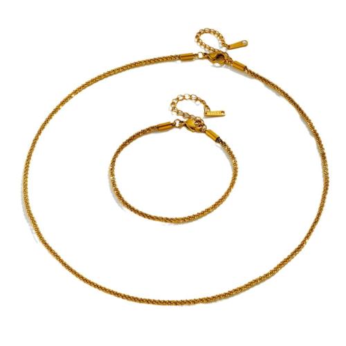 Conjuntos de joyería de acero inoxidable, acero inoxidable 304, chapado, diferentes estilos para la opción & para mujer, más colores para la opción, Necklace :45cm;Bracelet :16cm., Vendido por UD
