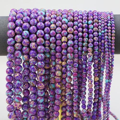 Gemstone Jewelry Beads Impression Jasper Round polished DIY purple Sold By Strand