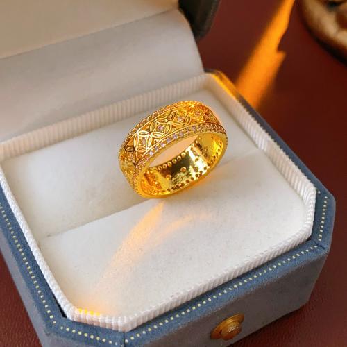 Prás Ring Finger, Ársa Sínis Bonn, dath an óir plated, micrea réiteach zirconia ciúbach & do bhean, Méid:10, Díolta De réir PC