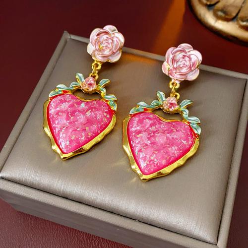 Zinc Alloy Drop Earring with Resin & Plastic Pearl plated & for woman & with rhinestone earring length 29-59mm Sold By Pair