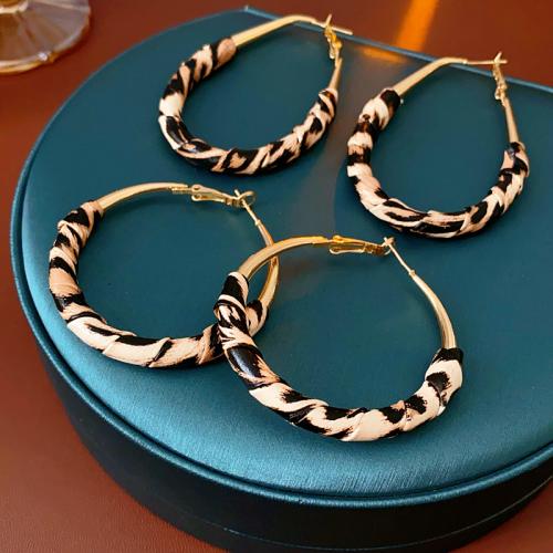  PU Leather Lever Back Earring with Iron & for woman gold color plated earring length 45-65mm Sold By Pair
