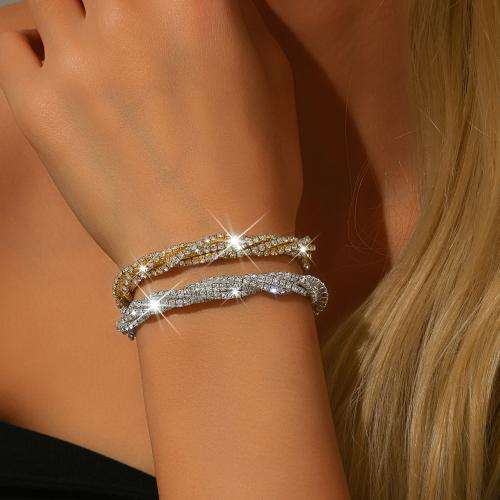 Zinc Alloy Bracelet plated for woman & with rhinestone Sold By PC