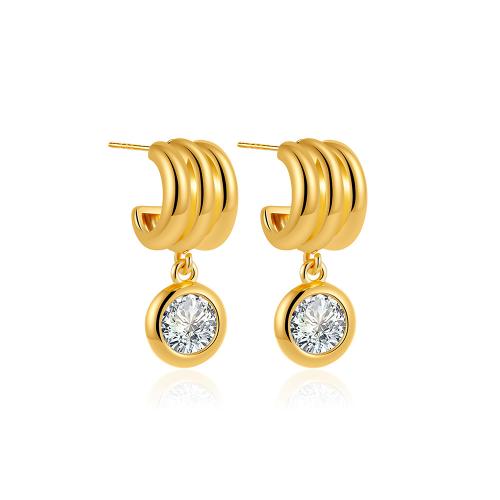 Ciúbach Zirconia Micrimhilseogra réiteodh Earring Prás, le Ciúbach Zirconia, 18K ór plátáilte, jewelry faisin & do bhean, Díolta De réir Péire