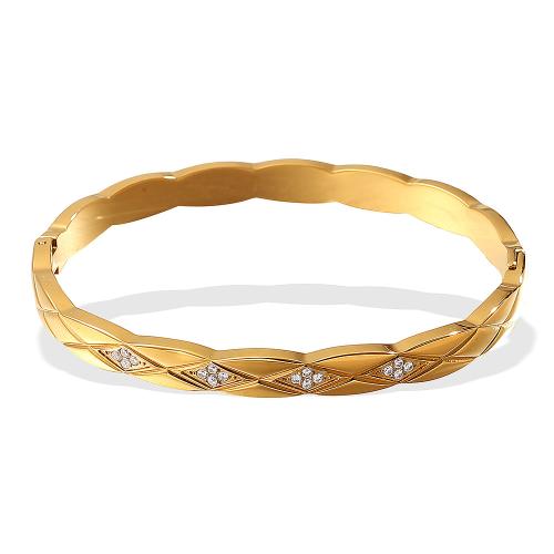 Bracelet en acier inoxydable, Acier inoxydable 304, Placage, bijoux de mode & pour femme & avec strass, plus de couleurs à choisir, Vendu par PC