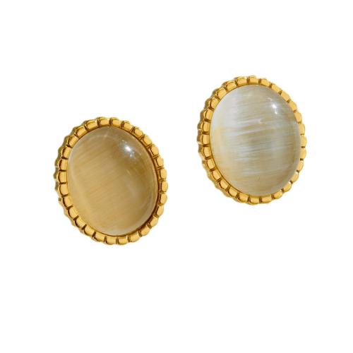 Stainless Steel Stud fülbevaló, 304 rozsdamentes acél, -val méhviasz, 18K aranyozott, divat ékszerek & a nő, 10x10x10mm, Által értékesített pár