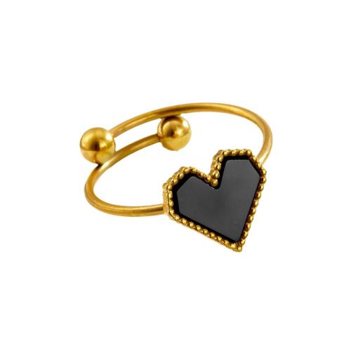 Stainless Steel Finger Ring 304 Stainless Steel with Acrylic gold color plated fashion jewelry & for woman US Ring Sold By PC