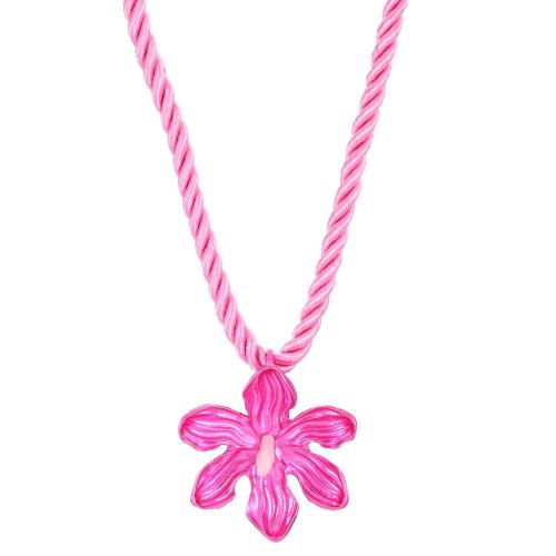 Collier de bijoux en alliage de zinc, avec Fil de coton & Fibre de polyester, fleur, Placage, bijoux de mode & pour femme & émail, plus de couleurs à choisir, Vendu par PC
