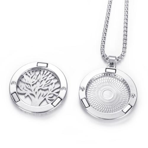 Hajusteiden medaljonki kaulakoru, 304 Stainless Steel, kanssa Sinkkiseos, päällystetty, muoti korut & tekojalokivi, enemmän värejä valinta, 30x7mm, Pituus 60 cm, Myymät PC