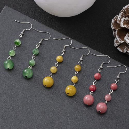 Natural Gemstone Earrings with Iron fashion jewelry Sold By Pair