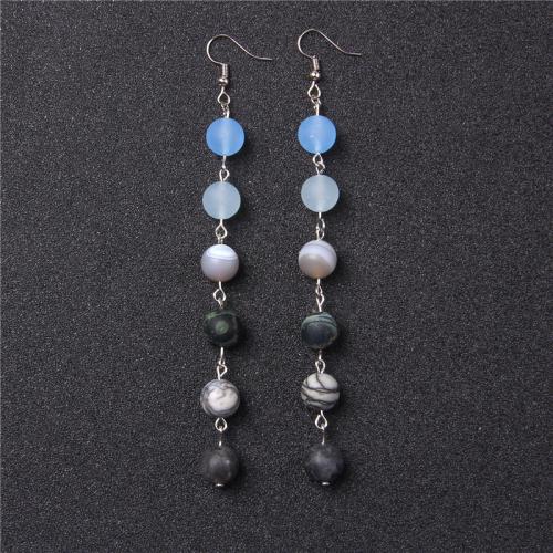 Natural Gemstone Earrings with Iron fashion jewelry Sold By Pair