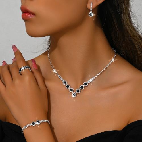 Sárgaréz Jewelry Set, galvanizált, különböző stílusokat a választás & a nő & strasszos, Által értékesített Set
