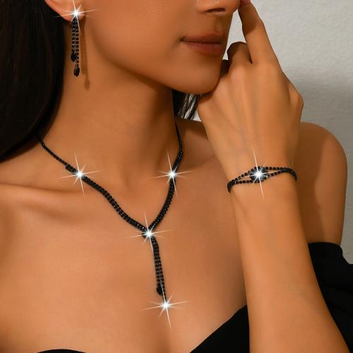 Brass Jewelry Set plated & for woman & with rhinestone Sold By Set