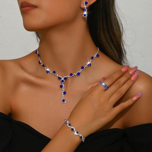 Brass Jewelry Set with Crystal plated & for woman & with rhinestone Sold By Set