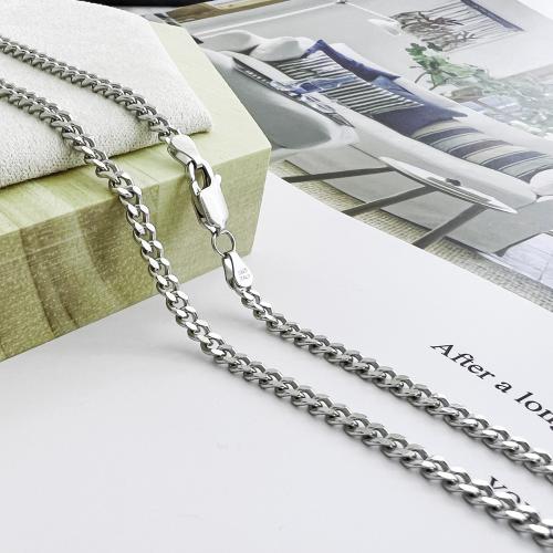 925 Sterling Silver Halsband kedja, platinerade, i sidled kedja & Unisex & olika storlek för val, Säljs av PC