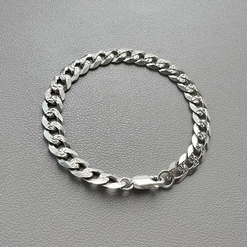 Bracelets en argent sterling, Argent sterling 925, chaîne latérale & normes différentes pour le choix & pour homme, argent, Vendu par PC