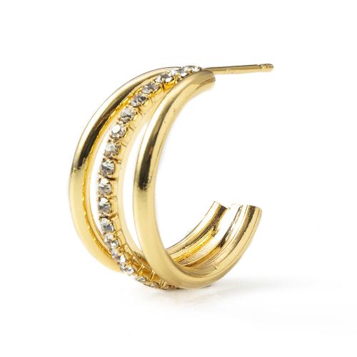Cubic Zirconia Micro Pave Brass Earring plated fashion jewelry & micro pave cubic zirconia gold nickel lead & cadmium free Sold By Pair