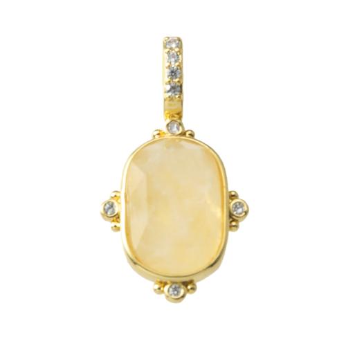 Cubic Zirconia Micro Pave Brass Pendant with Blue Sandstone & Citrine plated fashion jewelry & micro pave cubic zirconia nickel lead & cadmium free Sold By PC