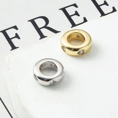 Cubic Zirconia Micro Pave Brass Beads plated DIY & micro pave cubic zirconia & large hole nickel lead & cadmium free Sold By PC