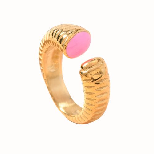 Enamel Stainless Steel Finger Ring 304 Stainless Steel gold color plated fashion jewelry & Unisex Sold By PC