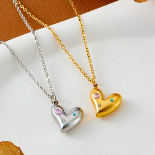 Stainless Steel Jewelry Necklace 304 Stainless Steel plated fashion jewelry & micro pave cubic zirconia & for woman Length Approx 45 cm Sold By PC