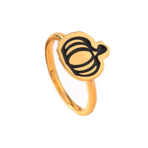 Enamel Stainless Steel Finger Ring 304 Stainless Steel plated Halloween Design & Unisex golden US Ring Sold By PC