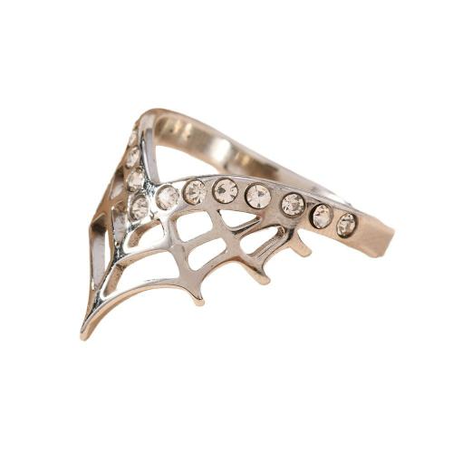 Anillo de dedo acero inoxidable del Rhinestone, acero inoxidable 304, chapado, unisexo & con diamantes de imitación & hueco, color original, tamaño:7, Vendido por UD