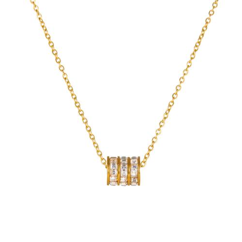 Stainless Steel Jewelry Necklace 304 Stainless Steel plated fashion jewelry & for woman & with rhinestone Length Approx 45 cm Sold By PC