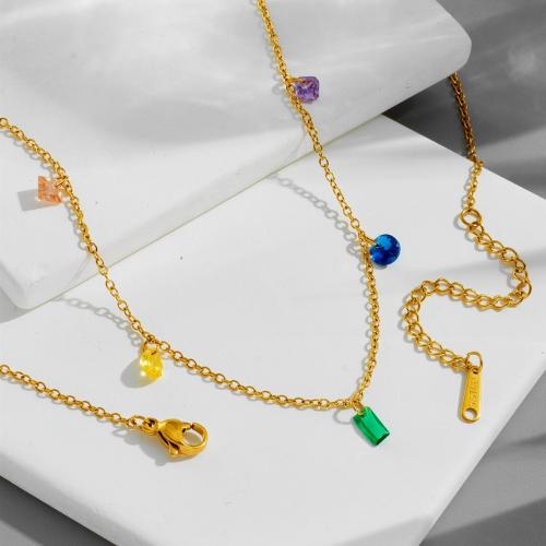 Cubic Zirconia Zestawy Biżuteria ze Stali Nierdzewnej, Stal nierdzewna 304, ze Sześcienna cyrkonia, Powlekane, biżuteria moda & różne style do wyboru & dla kobiety, złoty, Necklace :40cm; Bracelet :16cm., sprzedane przez PC