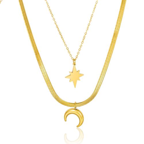 Jewelry Cruach dhosmálta muince, 304 Cruach dhosmálta, plátáilte, Ciseal Dúbailte & jewelry faisin & do bhean, órga, Fad Thart 40 cm, Díolta De réir PC