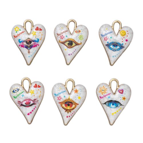 Zinc Alloy Heart Pendler, guldfarve belagt, du kan DIY & forskellige design til valg & emalje, flere farver til valg, 6pc'er/Bag, Solgt af Bag
