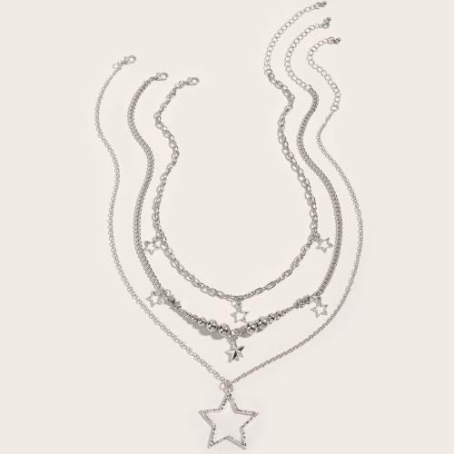Multi Layer Necklace Zinc Alloy with Plastic & Plastic Pearl & Acrylic plated fashion jewelry & for woman Sold By Set