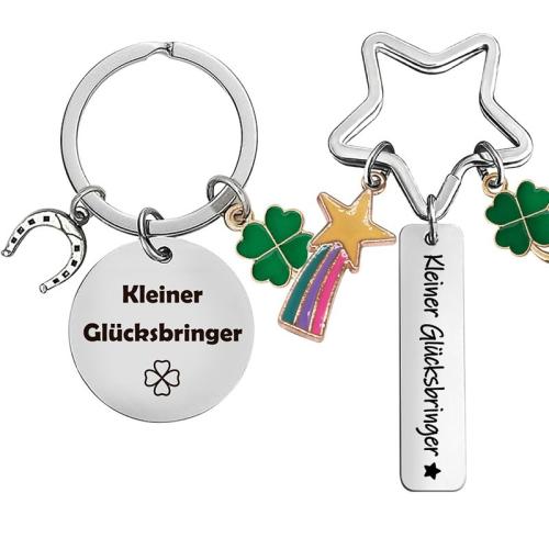 Nyckelring, 304 rostfritt stål, med Zink Alloy, polerad, Unisex & snidade & emalj, Long bar size: 12*50mm, round plate diameter: 30mm, ring diameter: 30mm, Säljs av PC